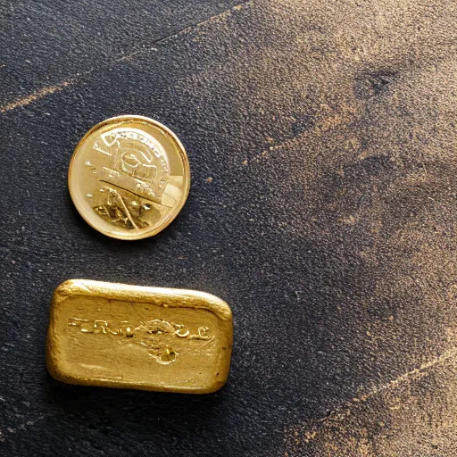 Image similar to a solid gold bar on a cafe table on a sunny day, f / 1. 9 6. 8 1 mm iso 4 0