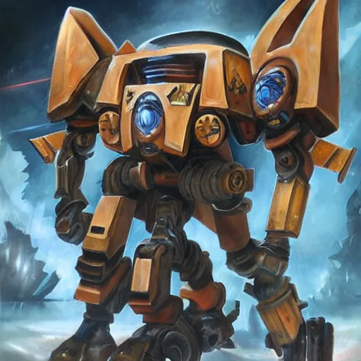 Image similar to a tau battlesuit from warhammer 40k, artstation hall of fame gallery, editors choice, #1 digital painting of all time, most beautiful image ever created, emotionally evocative, greatest art ever made, lifetime achievement magnum opus masterpiece, the most amazing breathtaking image with the deepest message ever painted, a thing of beauty beyond imagination or words