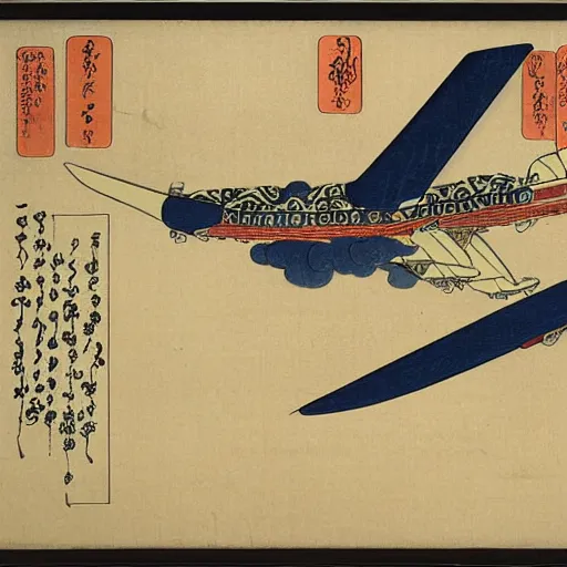 Image similar to an airplane, ukiyo-e by Utagawa Kuniyoshi