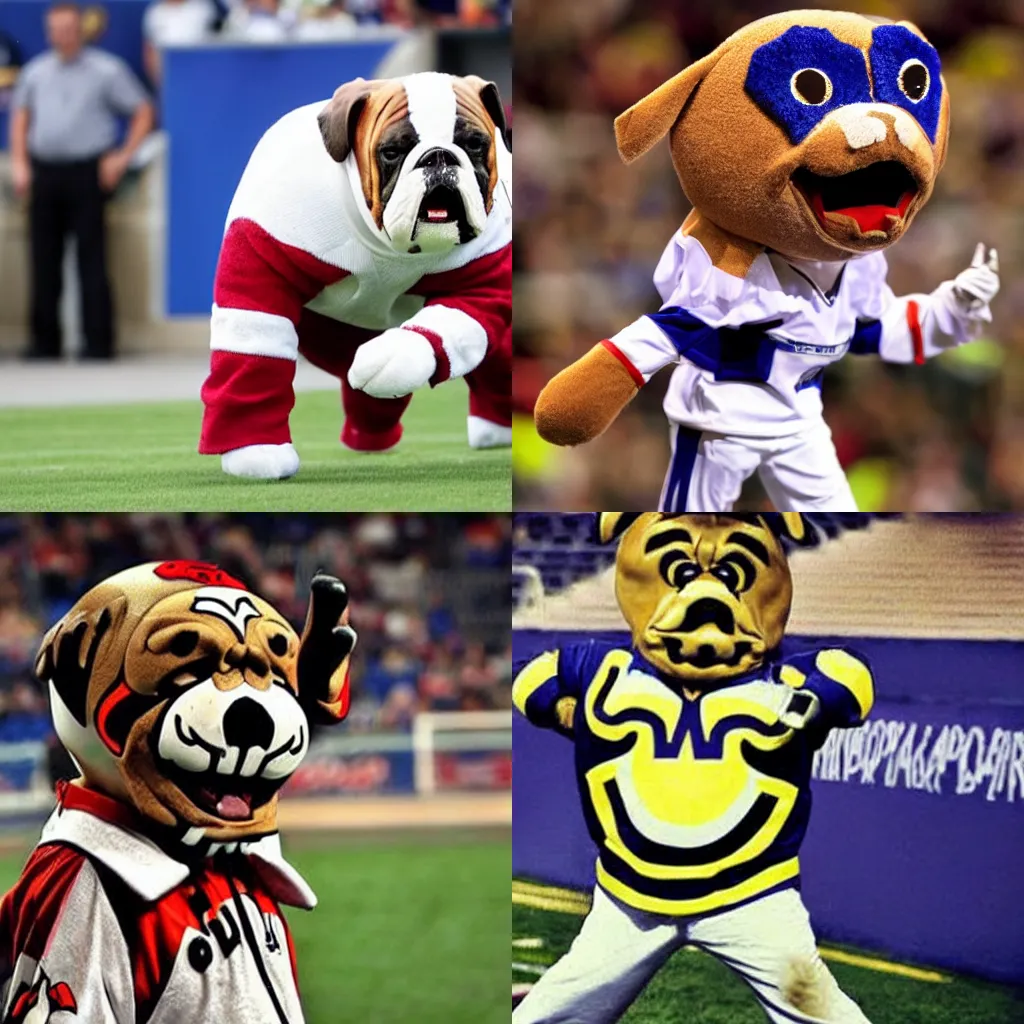 Prompt: A sports mascot for a team named The Bulldogs.
