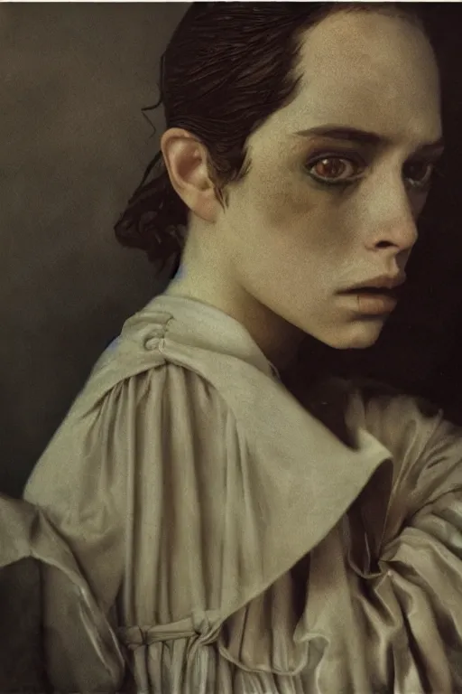 Image similar to hyperrealism close - up fashion portrait by roversi photo from the holy mountain by alejandro jodorowsky in style of francisco goya