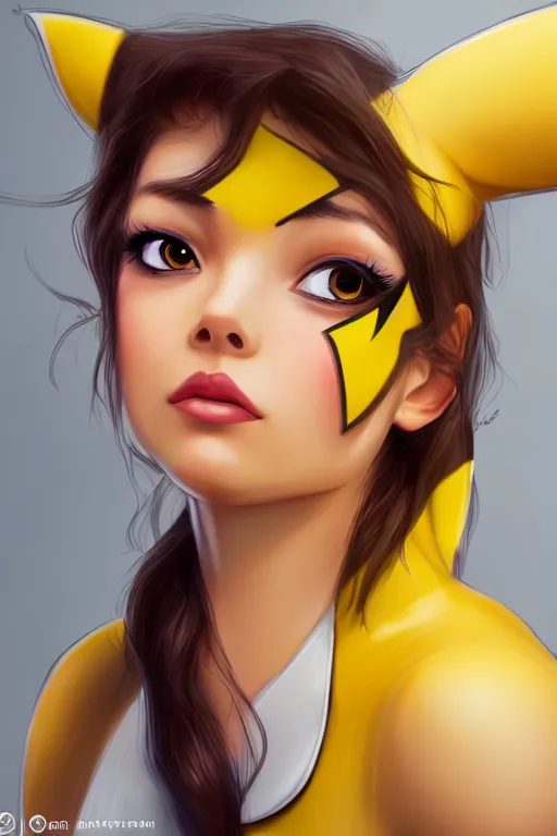 Image similar to heroine, beautiful, female pikachu, ultra detailed, digital art, 8 k, character, realistic, portrait, hyperrealistic