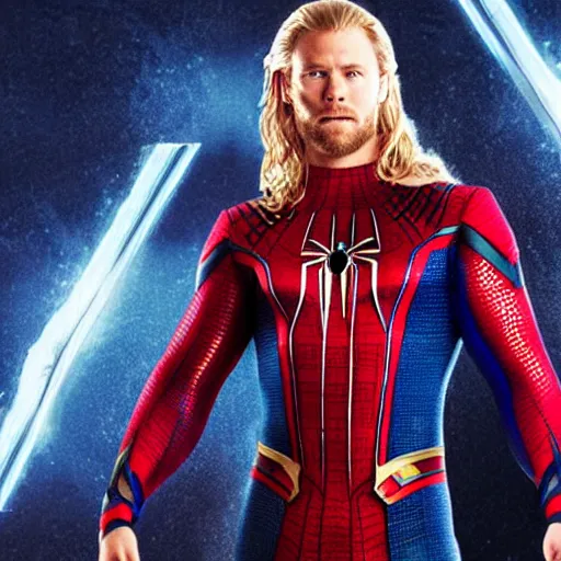 Image similar to thor as spiderman suit