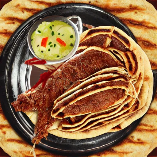 Prompt: takeaway doner kebab in pitta bread by h.r. giger