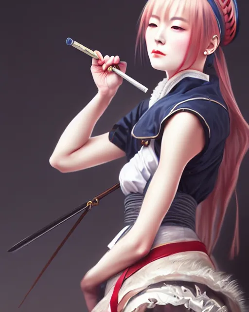 Prompt: a ultradetailed beautiful painting of a stylish japanese battle maid, by wlop, trending on artstation