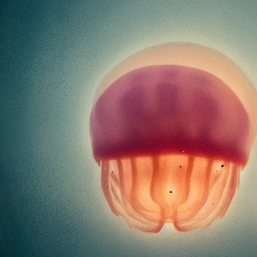 a jellyfish that looks like a human brain, swimming Stable Diffusion