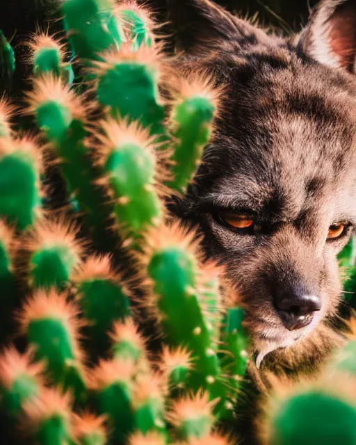 Prompt: portrait photo headshot still of a fursuit, 8 k, 8 5 mm f 1. 8, fursuit, made fur you, don't hug cacti