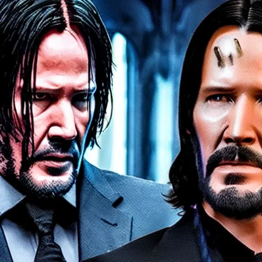 Prompt: john wick with the avengers mcu, dramatic, epic, cinematic