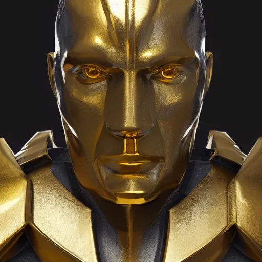 Image similar to portrait of castle gold statue reflect chrome, 8 k uhd, unreal engine, octane render in the artstyle of finnian macmanus, john park and greg rutkowski