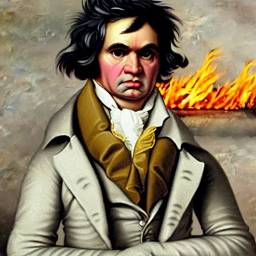 Prompt: beethoven commits arson