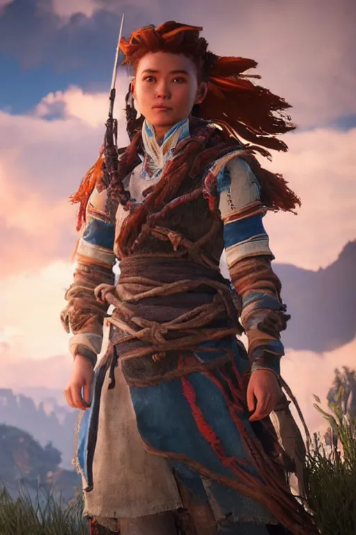 Image similar to a beautiful photo of aloy in horizon forbidden west