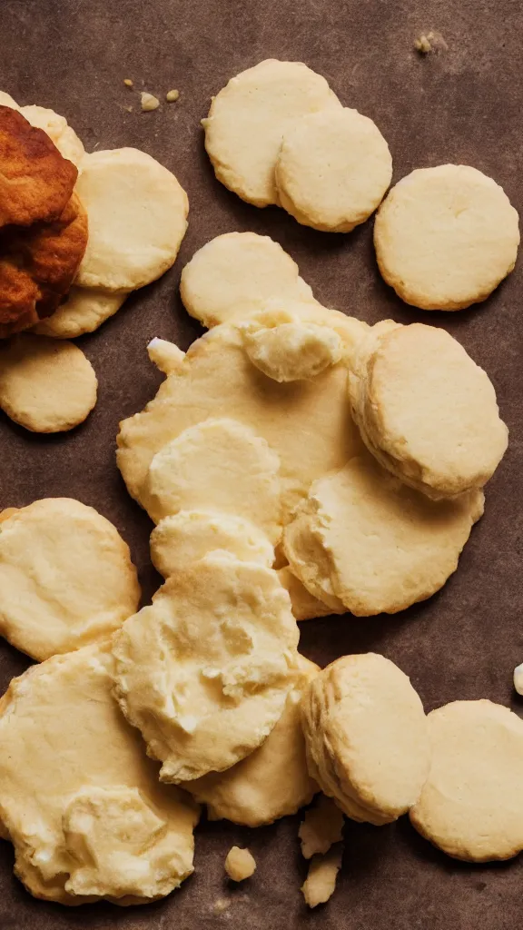 Prompt: 6 0 s food photography of a mayonnaise biscuit, soft focus