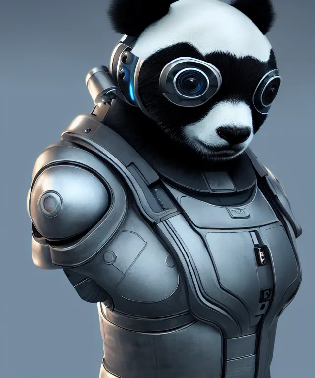 Prompt: futuristic cyberpunk android panda, duo tone, reflective skin, 8k octane very detailed render, stunning realistic render inspired by Ian Spriggs, perfect facial symmetry, dim lighting, hyper detailed, hyper realistic, trending on Artstation
