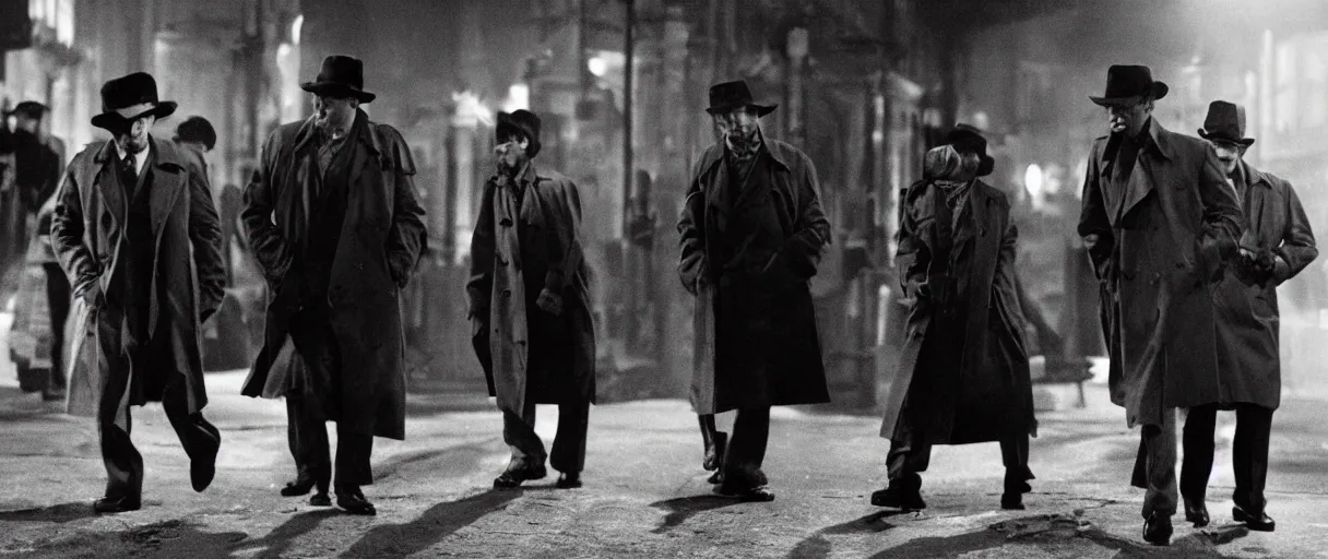 Prompt: a drunk and depressed film noir detective in a trench-coat, walking along a street; extremely detailed; film still