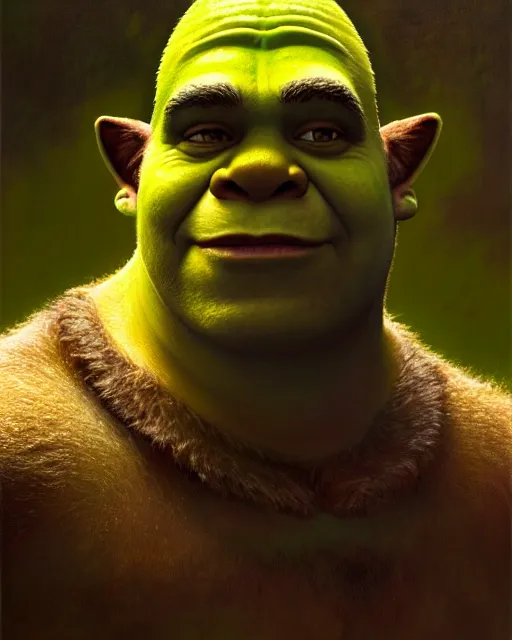 Prompt: a half body portrait of shrek, high detail, cleary see face, by gaston bussiere, bussiere rutkowski andreas rocha, bayard wu, greg rutkowski, odd nerdrum, maxim verehin, dan dos santos, masterpiece, sharp focus, cinematic lightning