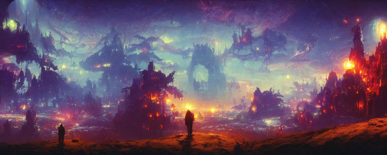 Image similar to ” heaven, [ by paul lehr, cinematic, detailed, epic, widescreen, opening, establishing, mattepainting, photorealistic, realistic textures, octane render ] ”