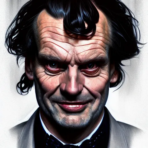 Prompt: symmetry!! intense portrait of jack torrance, intricate, elegant, highly detailed, my rendition, digital painting, artstation, concept art, smooth, sharp focus, illustration, art by artgerm and greg rutkowski and alphonse mucha