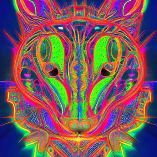 Prompt: a psychedelic neon technicolor portrait illustration of a mouse in geometric kaleidoscopic colors trending on artstation 4 k intricate extremely detailed digital art