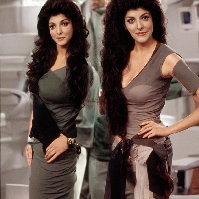 Image similar to 2 5 year old deanna troi from the first season of star trek the next generation, no double people