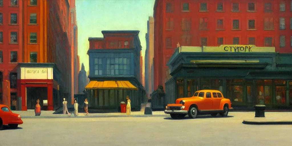 Prompt: new york city landscape edward hopper - style painting