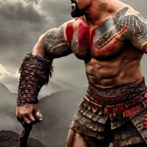 Prompt: dwayne johnson as kratos