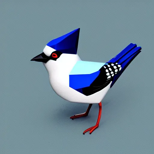 Image similar to Low polygon render of a blue jay on a white background, isometric 3d, ultra HD