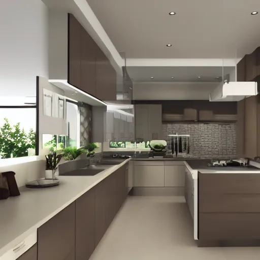 Prompt: modern kitchen design, realistic, render