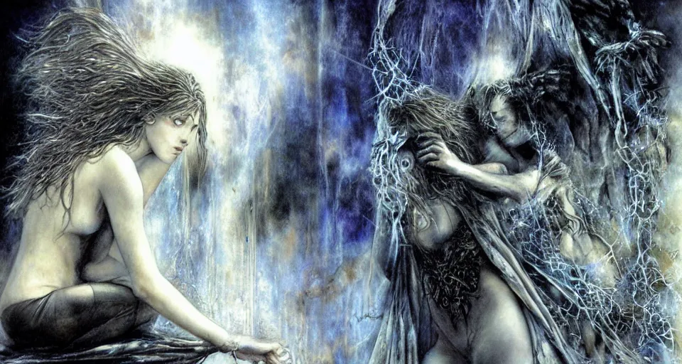 Image similar to the two complementary forces that make up all aspects and phenomena of life, by Luis Royo,