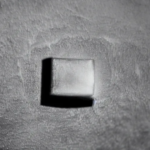 Image similar to an ice cube melting on a wooden table, 35mm lense, close view, light from above, cinematic high definition