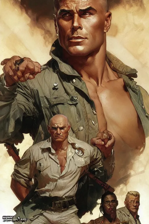 Prompt: Doc Savage portrait by Stanley Artgerm Lau, greg rutkowski, thomas kindkade, alphonse mucha, loish, norman Rockwell