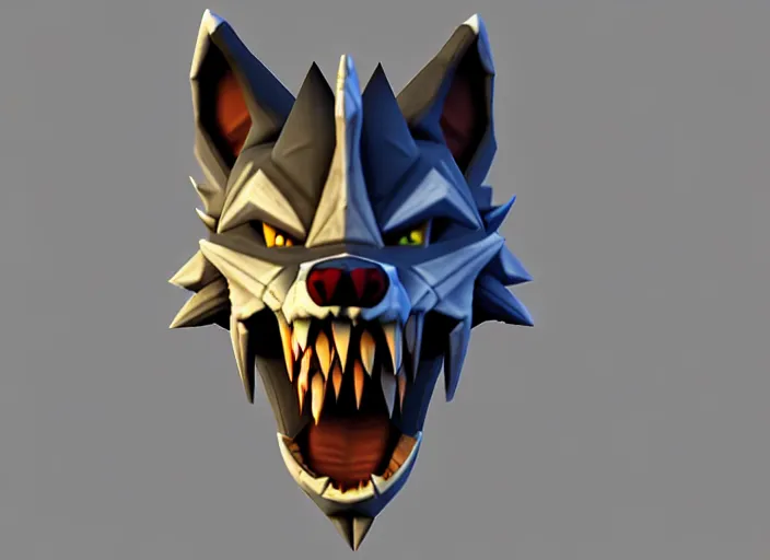 Prompt: wolf head, stylized stl, 3 d render, activision blizzard style, hearthstone style, darksiders style, michael vicente style