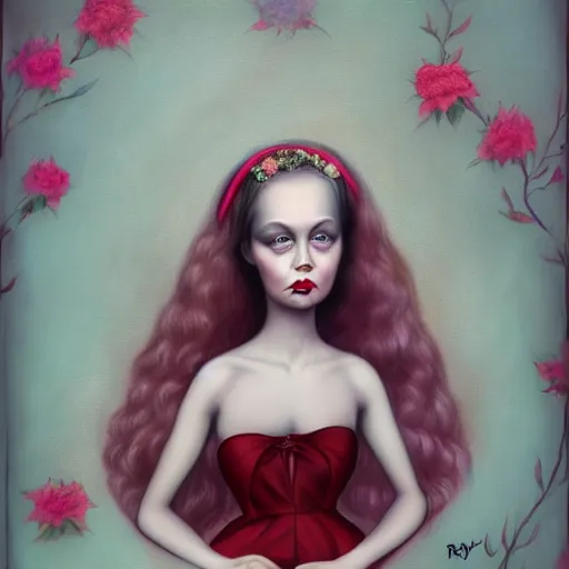 Prompt: a painting in the style of mark ryden and in the style of natalie shau and in the style of irakli nadar.