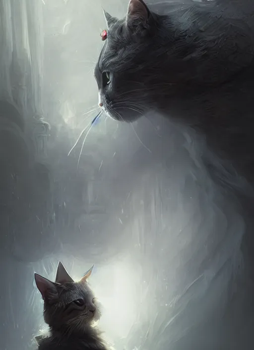 Prompt: side profile of a cat wearing a crown and royal cloak, fantasy, digital painting, volumetric light, intricate, sharp, focus, bloom, illustration, highly detailed, concept art, matte, ruan jia, randy vargas, greg rutkowski