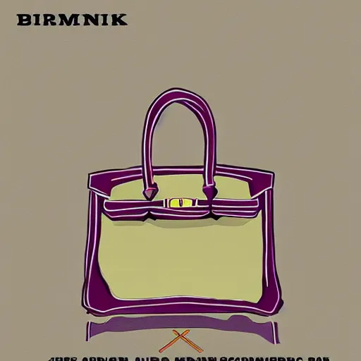 HERMES BIRKIN BAG HAND-CARVED LINOCUT ILLUSTRATION ART PRINT BY