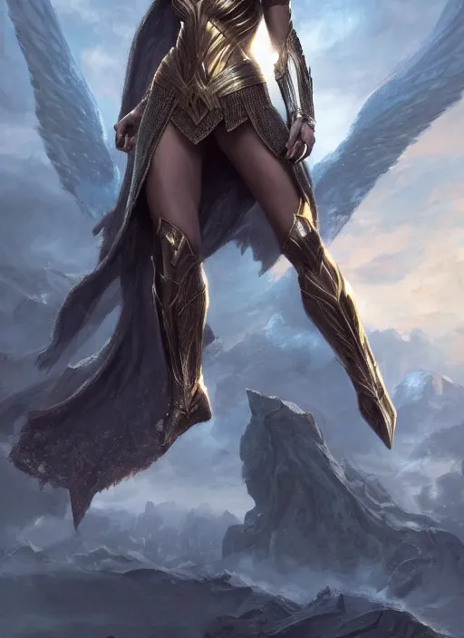 Image similar to Gal Gadot as Hell Lord, full body shot, epic, fantasy, intricate, elegant, volumetric lighting, highly detailed, digital painting, 4k, HDR, concept art, smooth, sharp focus, illustration, art by artgerm and donato giancola and krenz cushart