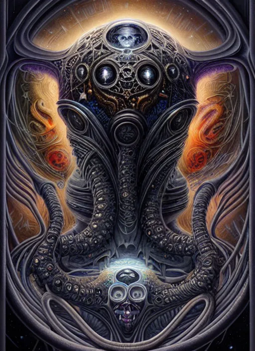 Prompt: cosmic lovecraft giger fractal random animal portrait, pixar style, by tristan eaton stanley artgerm and tom bagshaw.