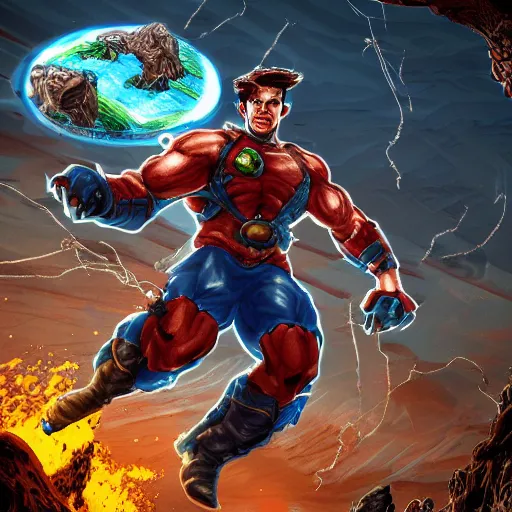 Prompt: Captain Planet concept art, intricate, action scene, 8k highly professionally detailed, HDR