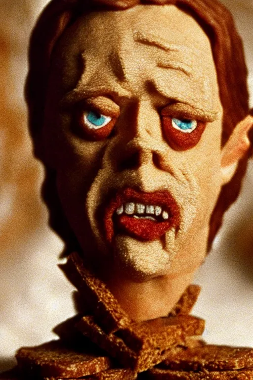 Image similar to film still of steve buscemi made out of bread in lord of the rings, 4 k