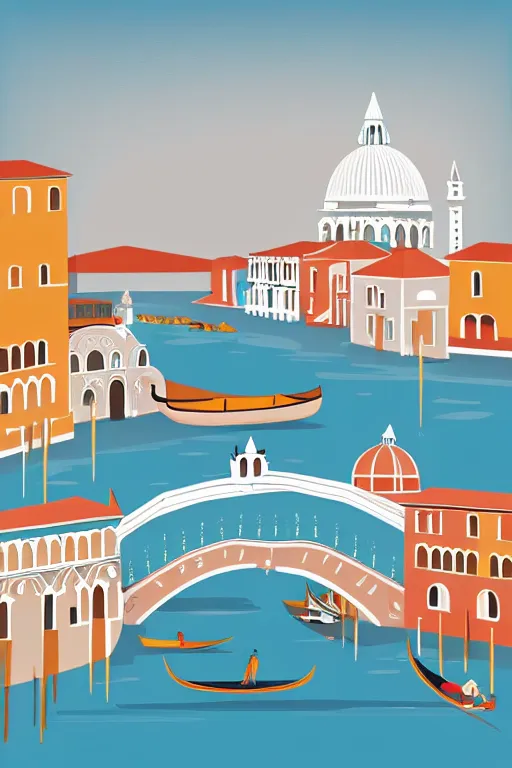 Image similar to minimalist boho style art of venice, illustration, vector art