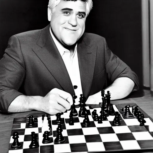 Prompt: jay leno playing chess