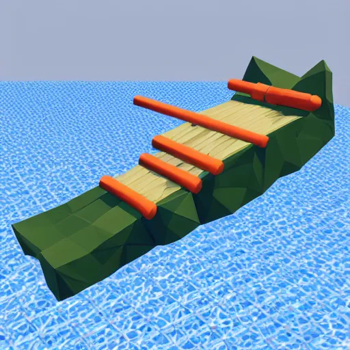 Image similar to low poly raft with built in cannon