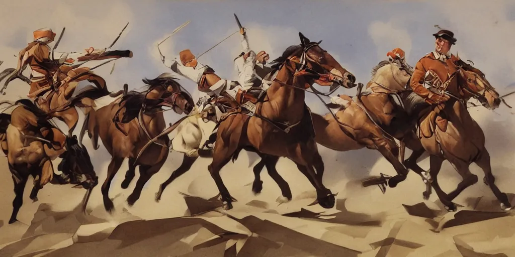 Image similar to cavalry charge, by tullio crali