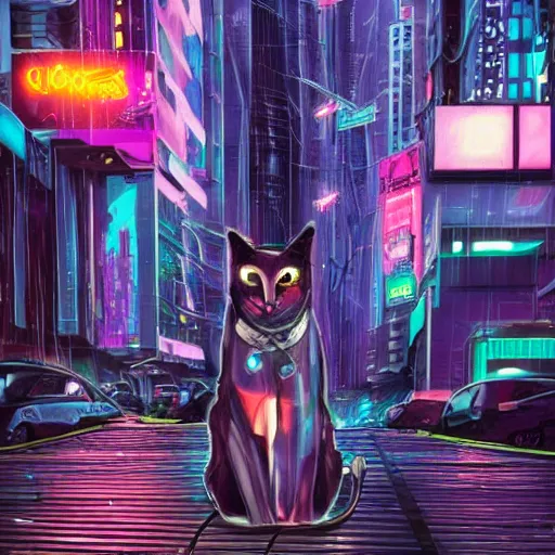 Image similar to cyberpunk cat in the city