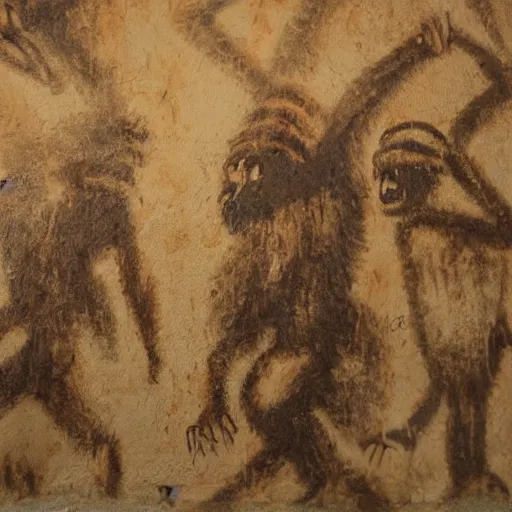 Image similar to a caveman wall painting of darksearch