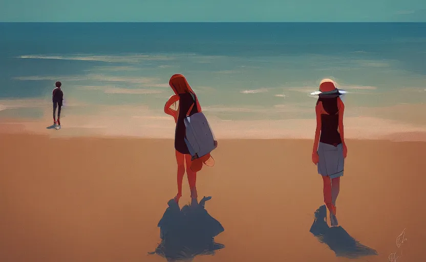 Prompt: a day at the beach by atey ghailan
