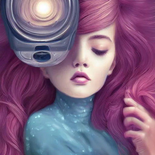 Image similar to sweet dreams ai selfie, trending on artstation, highly detailed, illustrated