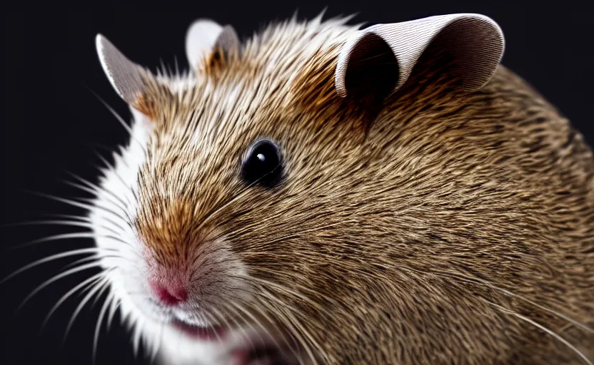 Prompt: portrait of a king hamster, detailed face, cinematic lighting, 8 k