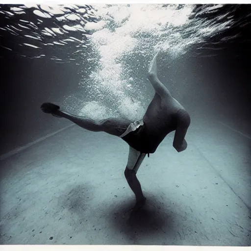 Image similar to Underwater photo of a football player by Trent Parke, clean, detailed, Magnum photos