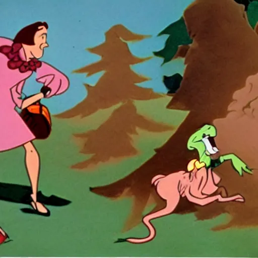 Prompt: still from the cartoon the reluctant dragon ( 1 9 5 1 ) directed by walt disney