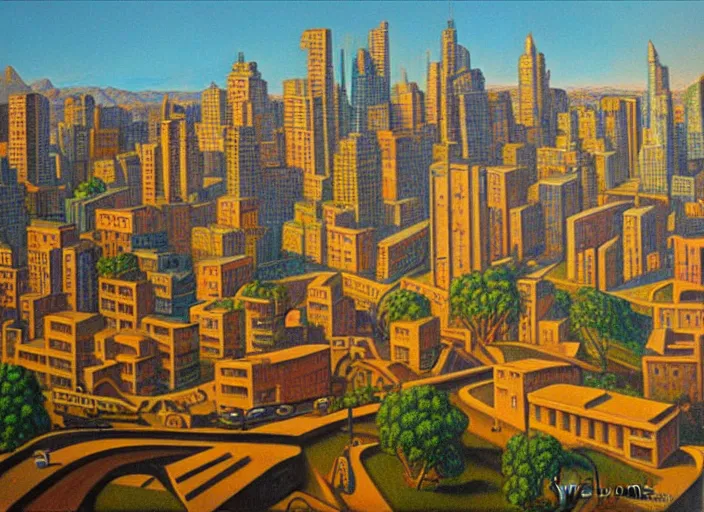 Image similar to a stone age cityscape by vladimir tretchikoff